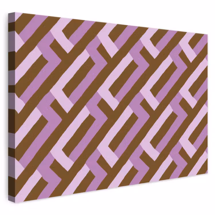 Leinwandbild - Braun – Rosa – Geometrisch – Mäander – Muster — 1