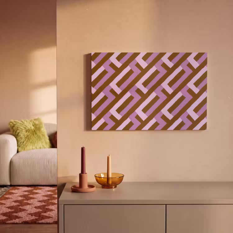 Leinwandbild - Braun – Rosa – Geometrisch – Mäander – Muster — 2