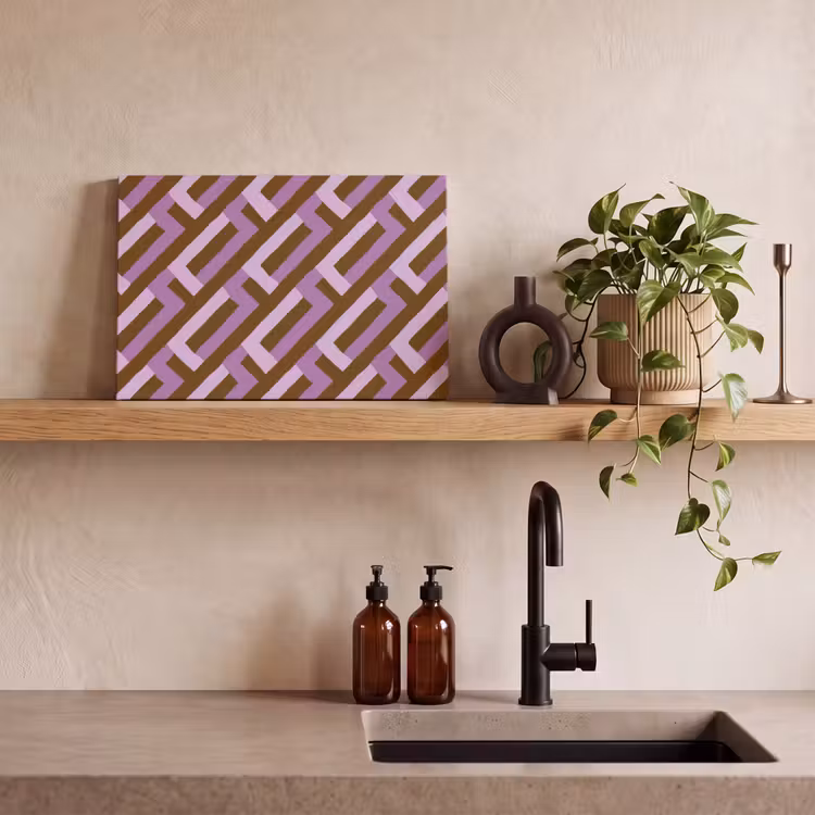 Leinwandbild - Braun – Rosa – Geometrisch – Mäander – Muster — 3