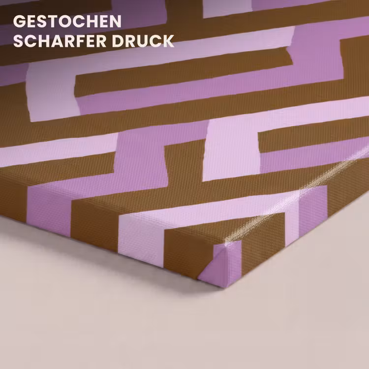 Leinwandbild - Braun – Rosa – Geometrisch – Mäander – Muster — 4