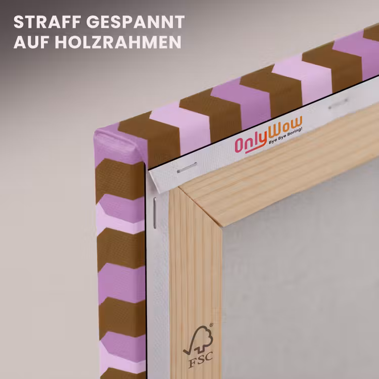 Leinwandbild - Braun – Rosa – Geometrisch – Mäander – Muster — 5