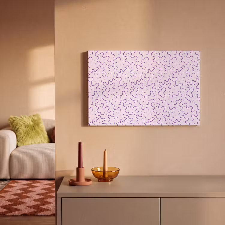 Leinwandbild - Lila – Abstrakt – Memphis – Retro – Sprenkel – Muster — 2