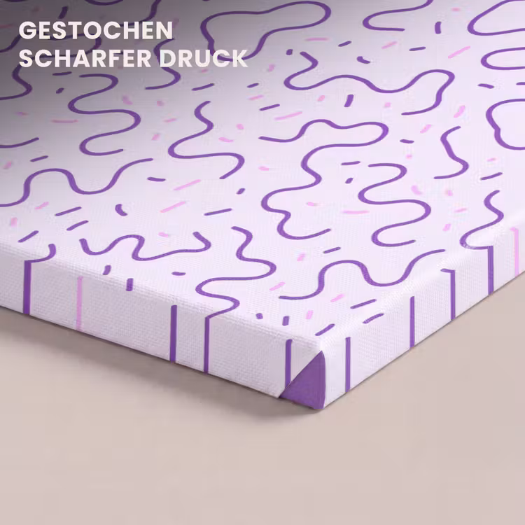 Leinwandbild - Lila – Abstrakt – Memphis – Retro – Sprenkel – Muster — 4