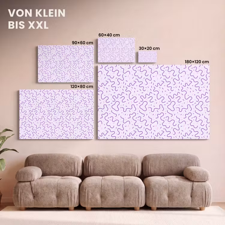 Leinwandbild - Lila – Abstrakt – Memphis – Retro – Sprenkel – Muster — 6