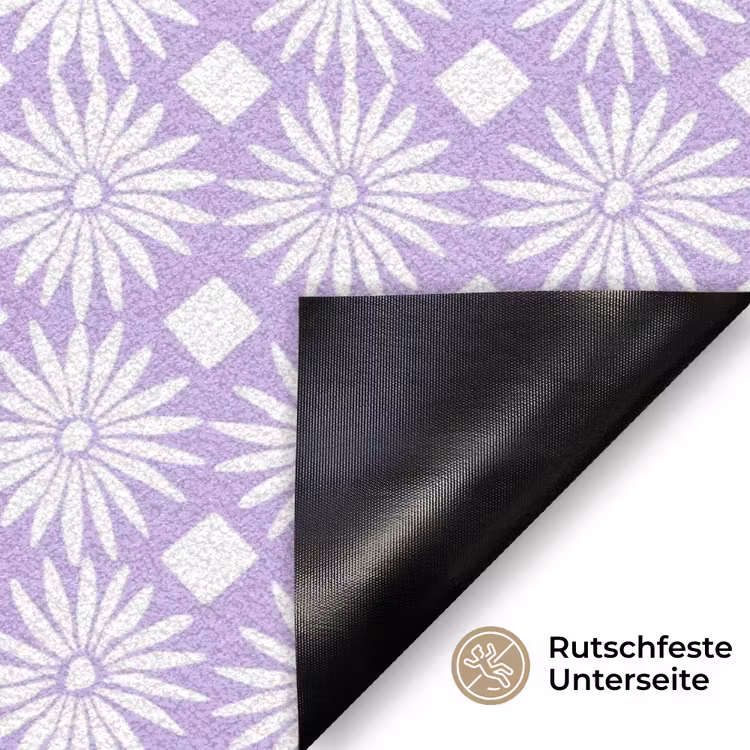 Fußmatte - Lila – Botanisch – Blumen – Gänseblümchen – Muster — 6