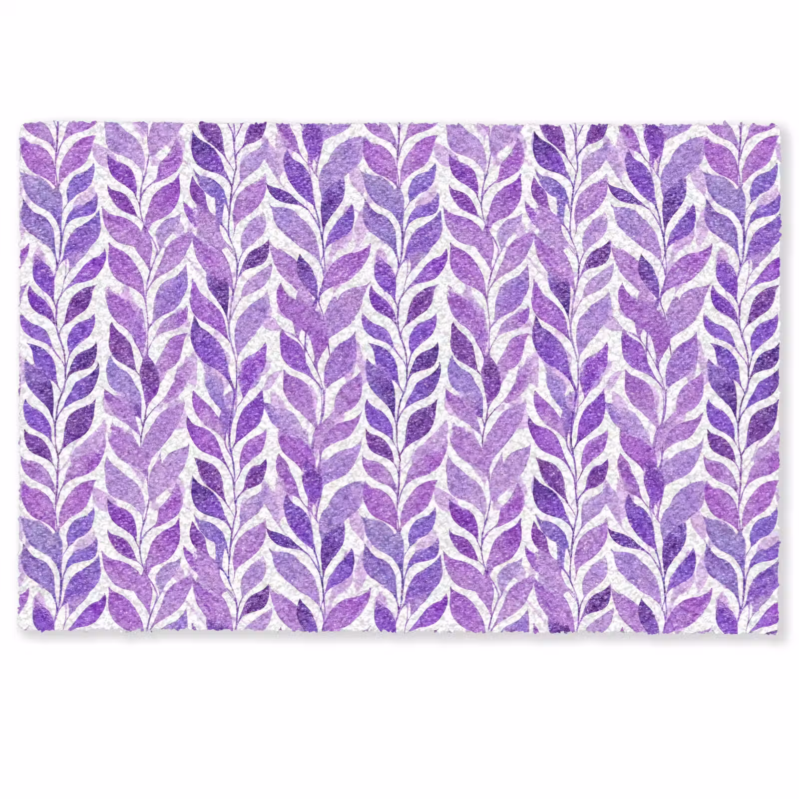 Fußmatte - Lila – Botanisch – Blätter – Aquarell – Zweige – Muster — 1