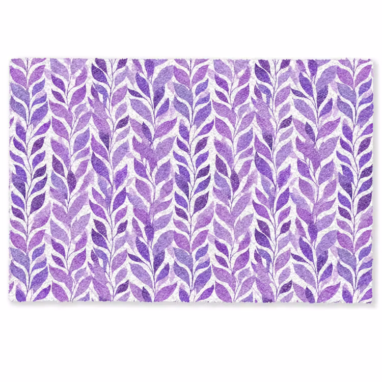 Fußmatte - Lila – Botanisch – Blätter – Aquarell – Zweige – Muster — 1