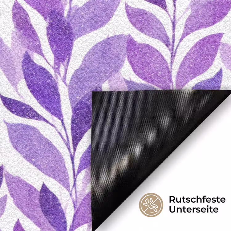 Fußmatte - Lila – Botanisch – Blätter – Aquarell – Zweige – Muster — 6