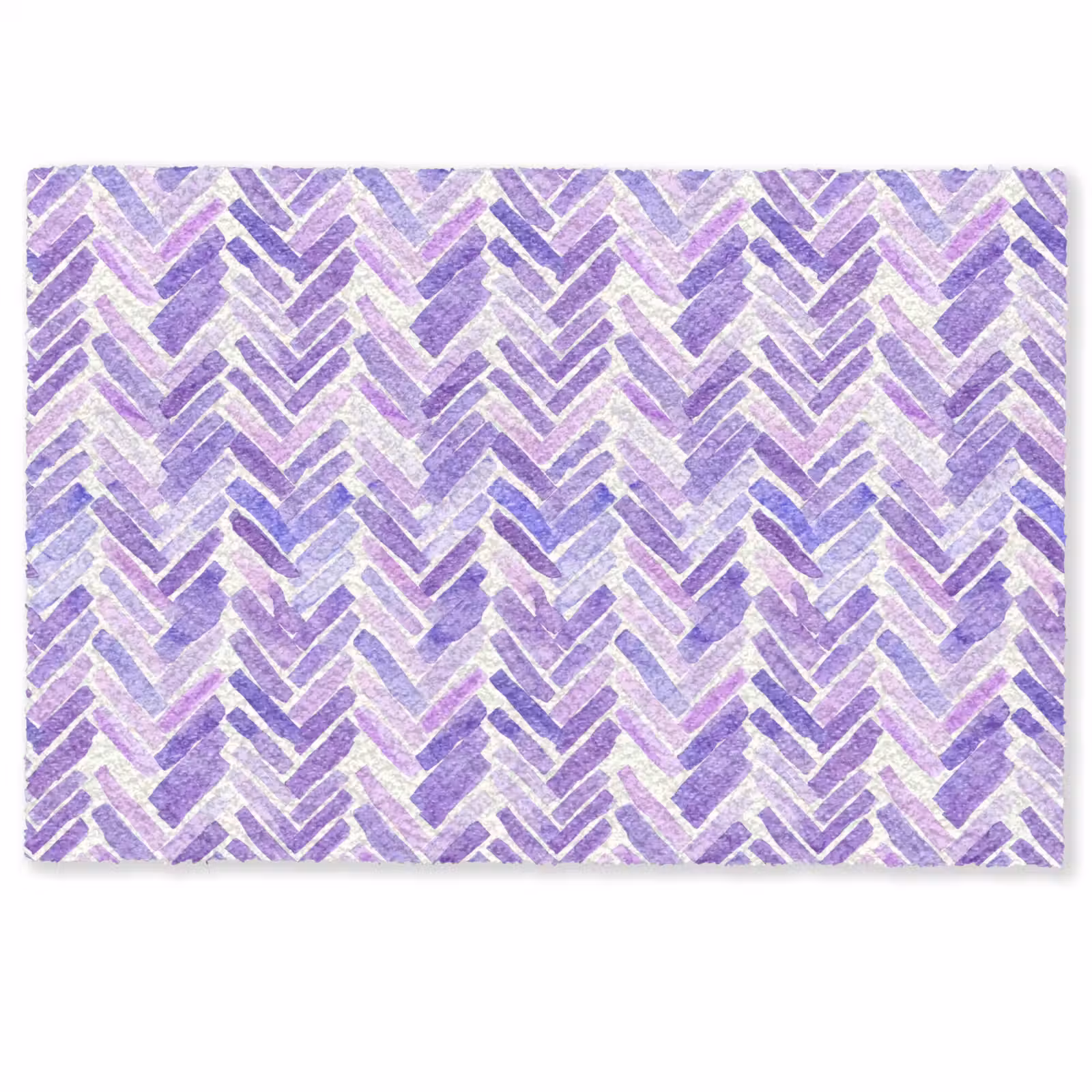 Fußmatte - Lila – Fischgrätmuster – Aquarell – Pinselstriche – Muster — 1