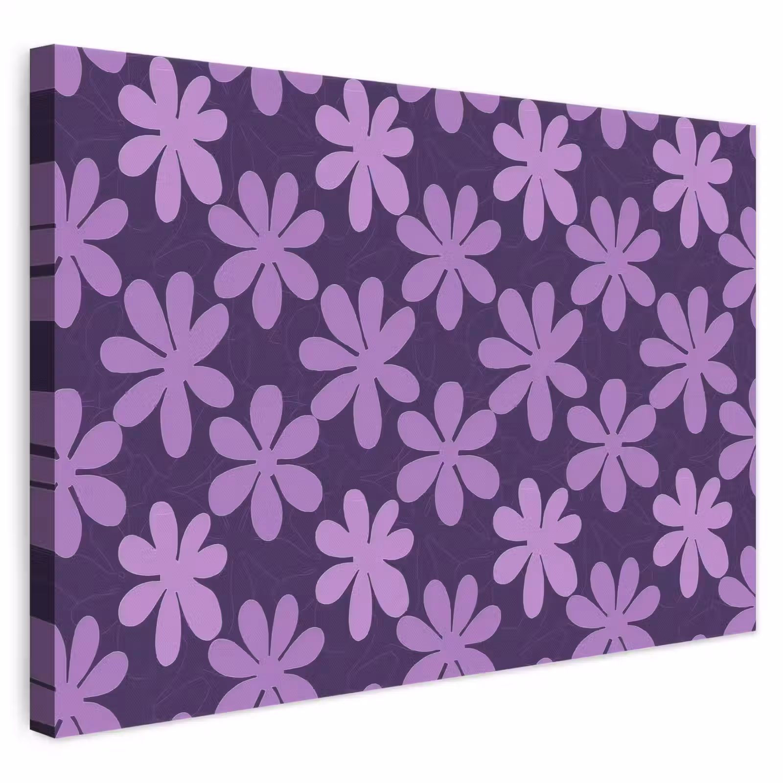 Leinwandbild - Lila – Botanisch – Blumen – Retro – Muster — 1