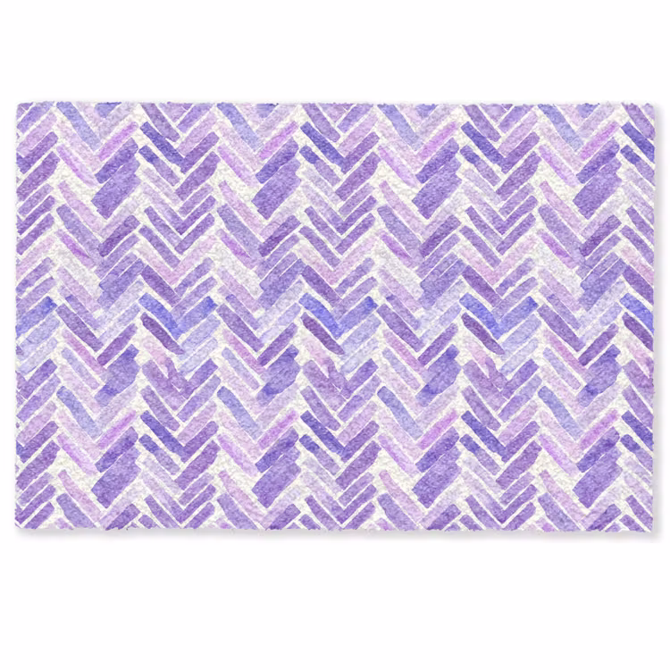 Fußmatte - Lila – Fischgrätmuster – Aquarell – Pinselstriche – Muster — 1