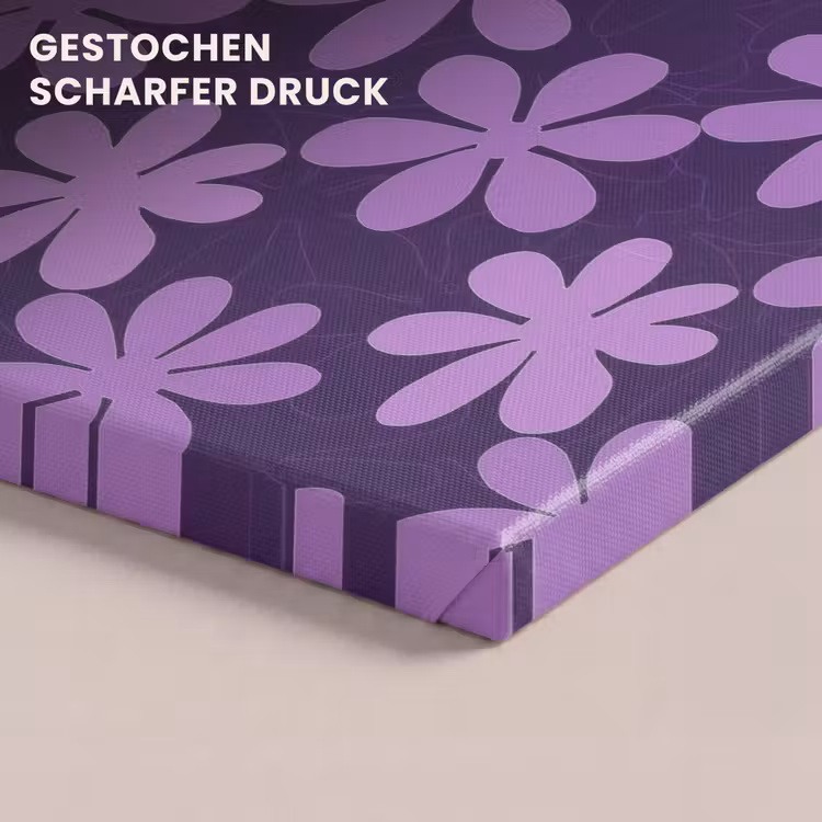 Leinwandbild - Lila – Botanisch – Blumen – Retro – Muster — 4