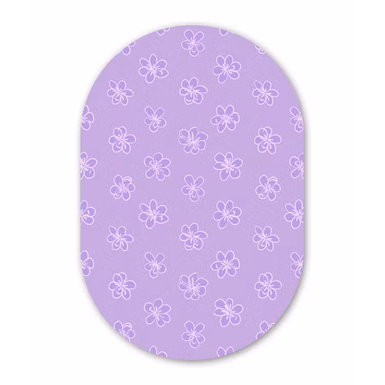 Forexbild Oval - Lila – Botanisch – Blumen – Handgezeichnet – Muster — 1