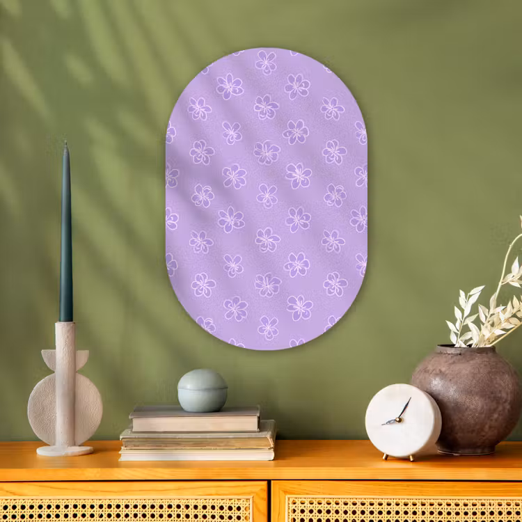 Forexbild Oval - Lila – Botanisch – Blumen – Handgezeichnet – Muster — 3