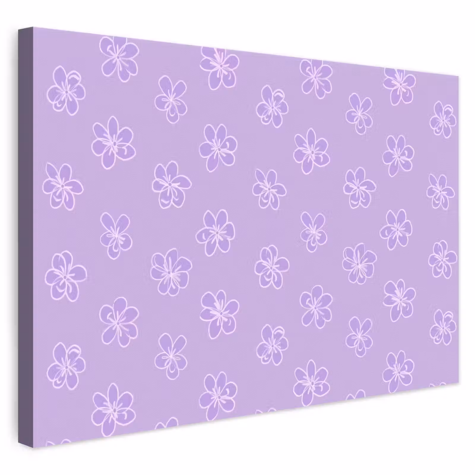 Leinwandbild - Lila – Botanisch – Blumen – Handgezeichnet – Muster — 1