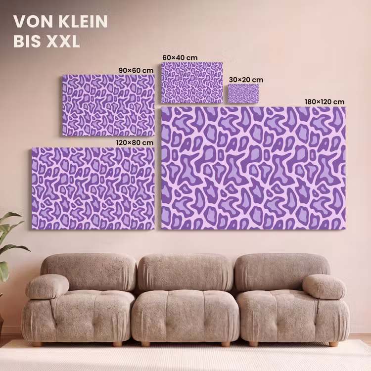 Leinwandbild - Lila – Abstrakt – Leopard – Flecken – Groovy – Muster — 6
