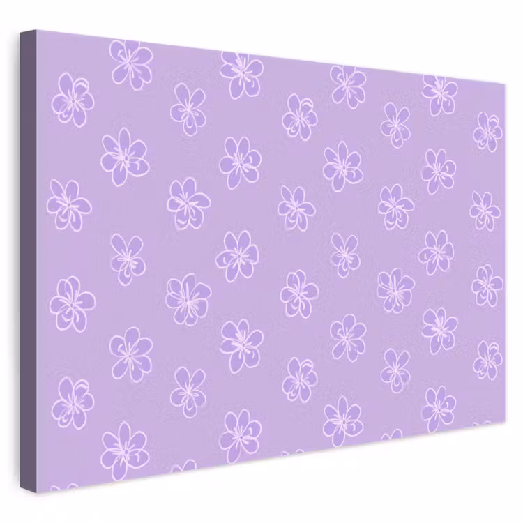 Leinwandbild - Lila – Botanisch – Blumen – Handgezeichnet – Muster — 1