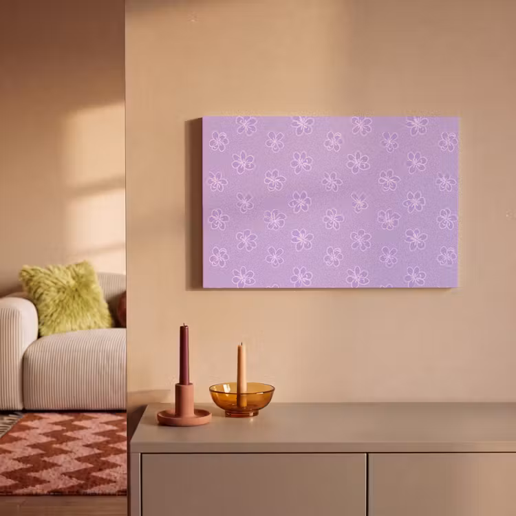 Leinwandbild - Lila – Botanisch – Blumen – Handgezeichnet – Muster — 2