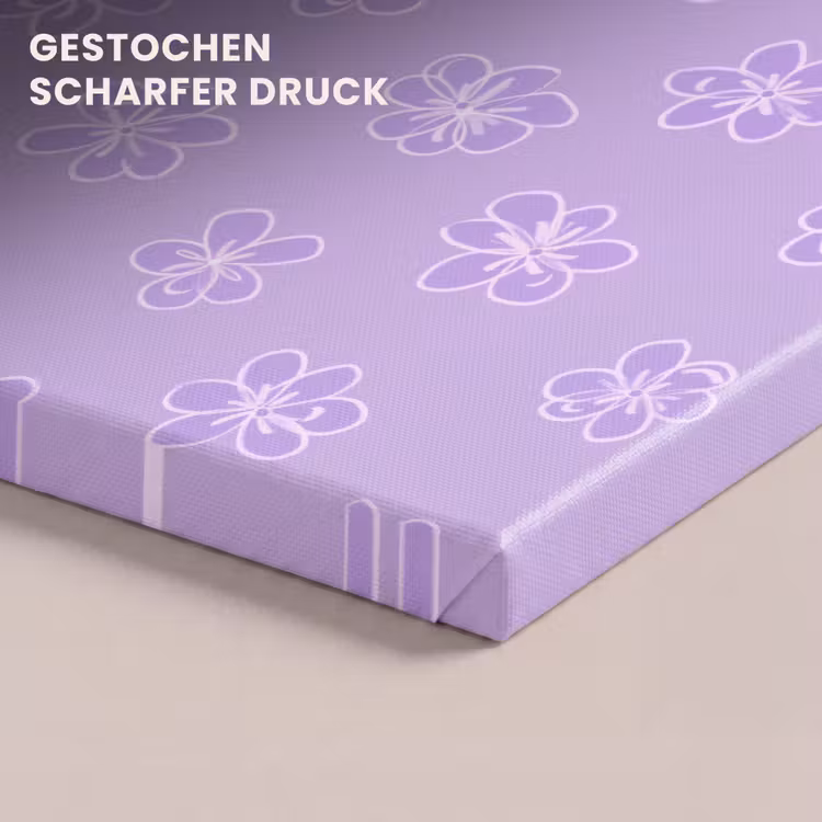 Leinwandbild - Lila – Botanisch – Blumen – Handgezeichnet – Muster — 4