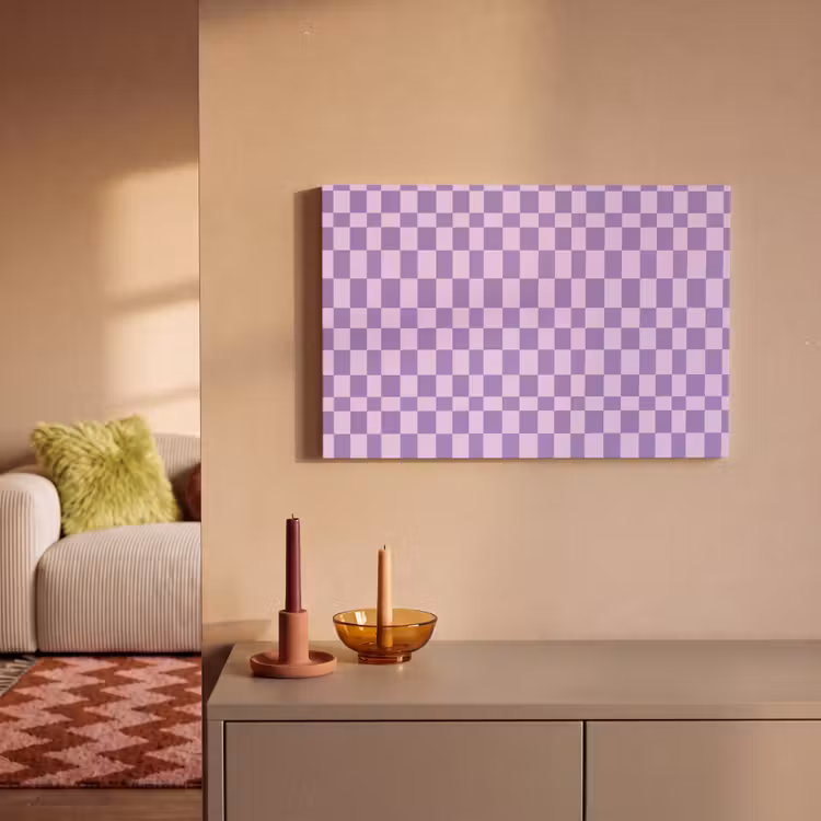 Leinwandbild - Lila – Geometrisch – Schachbrettmuster – Blöcke – Muster — 2
