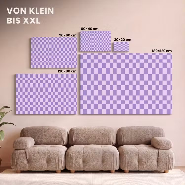 Leinwandbild - Lila – Geometrisch – Schachbrettmuster – Blöcke – Muster — 6