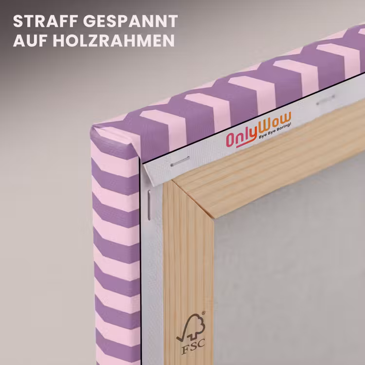 Leinwandbild - Lila – Rosa – Geometrisch – Chevron – Zickzack – Muster — 5