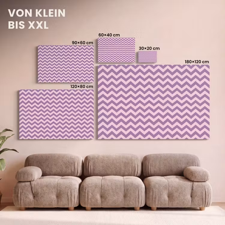Leinwandbild - Lila – Rosa – Geometrisch – Chevron – Zickzack – Muster — 6