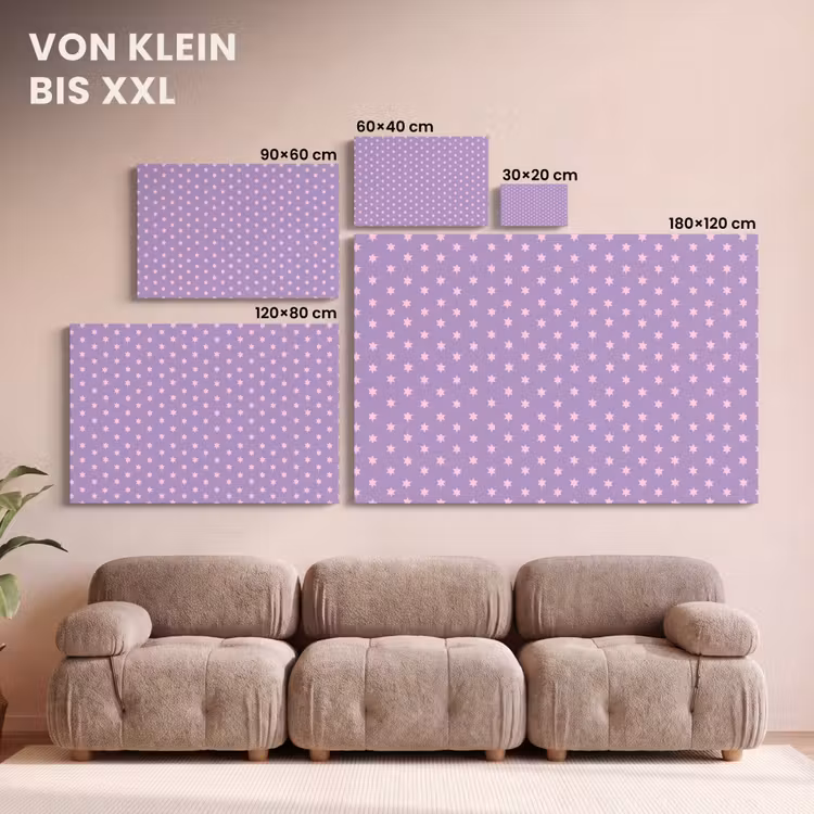 Leinwandbild - Lila – Rosa – Sterne – Geometrisch – Muster — 6