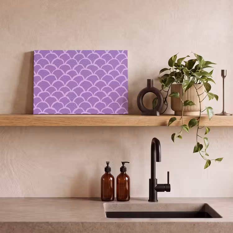 Leinwandbild - Lila – Schuppen – Muscheln – Handgezeichnet – Muster — 3