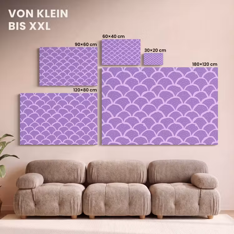 Leinwandbild - Lila – Schuppen – Muscheln – Handgezeichnet – Muster — 6
