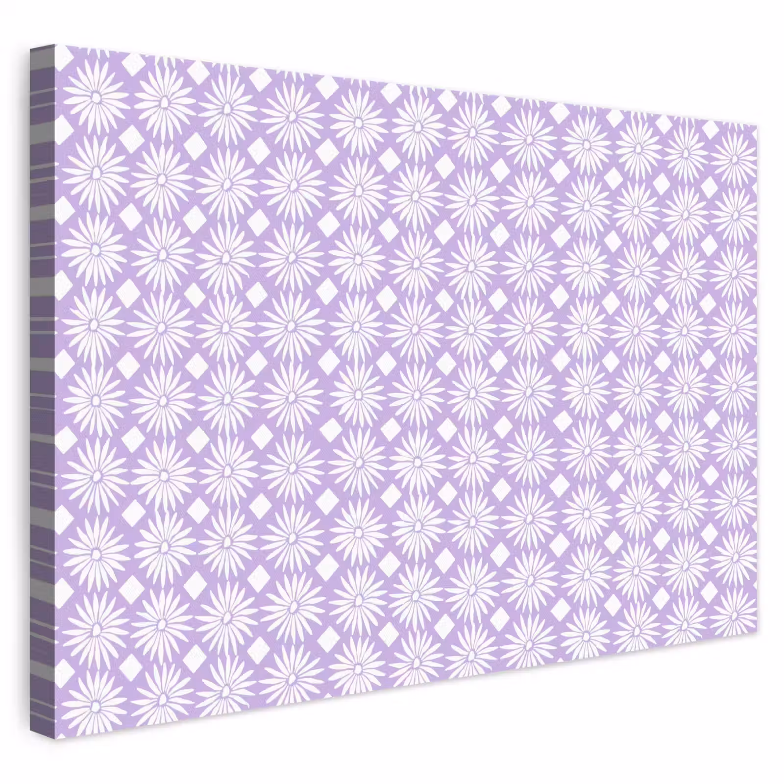 Leinwandbild - Lila – Botanisch – Blumen – Gänseblümchen – Muster — 1