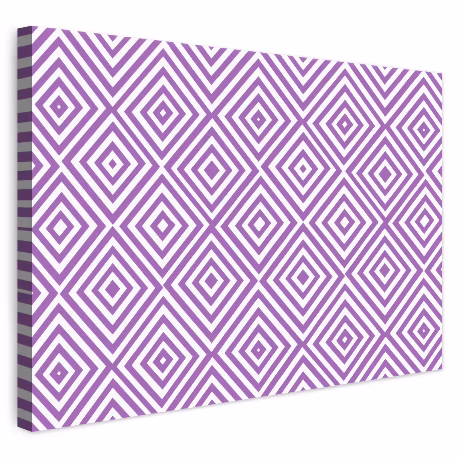 Leinwandbild - Lila – Geometrisch – Rauten – Konzentrisch – Muster — 1