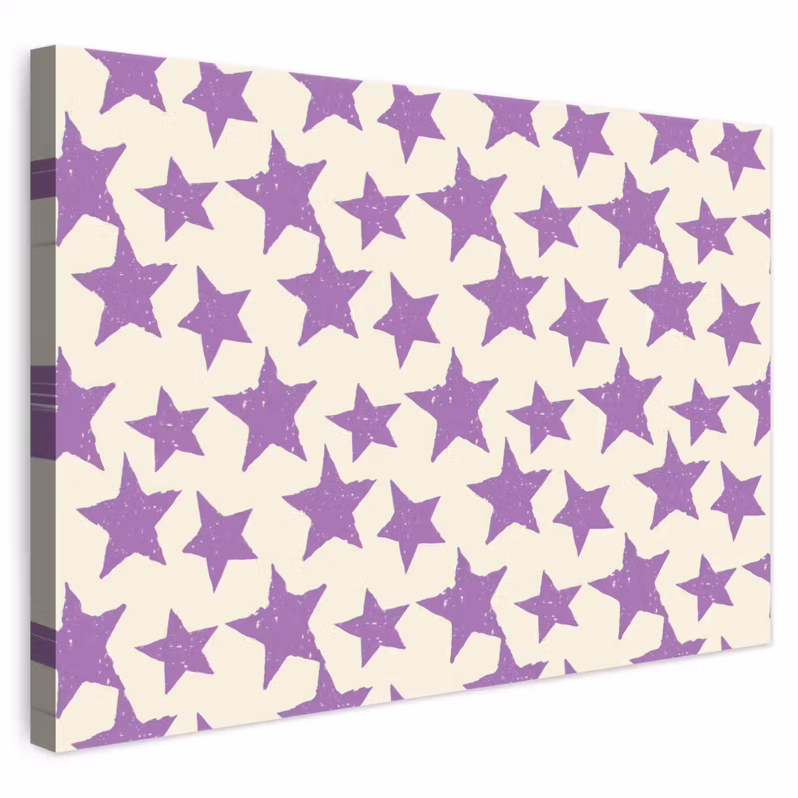 Leinwandbild - Lila – Geometrisch – Sterne – Stempel – Muster — 1