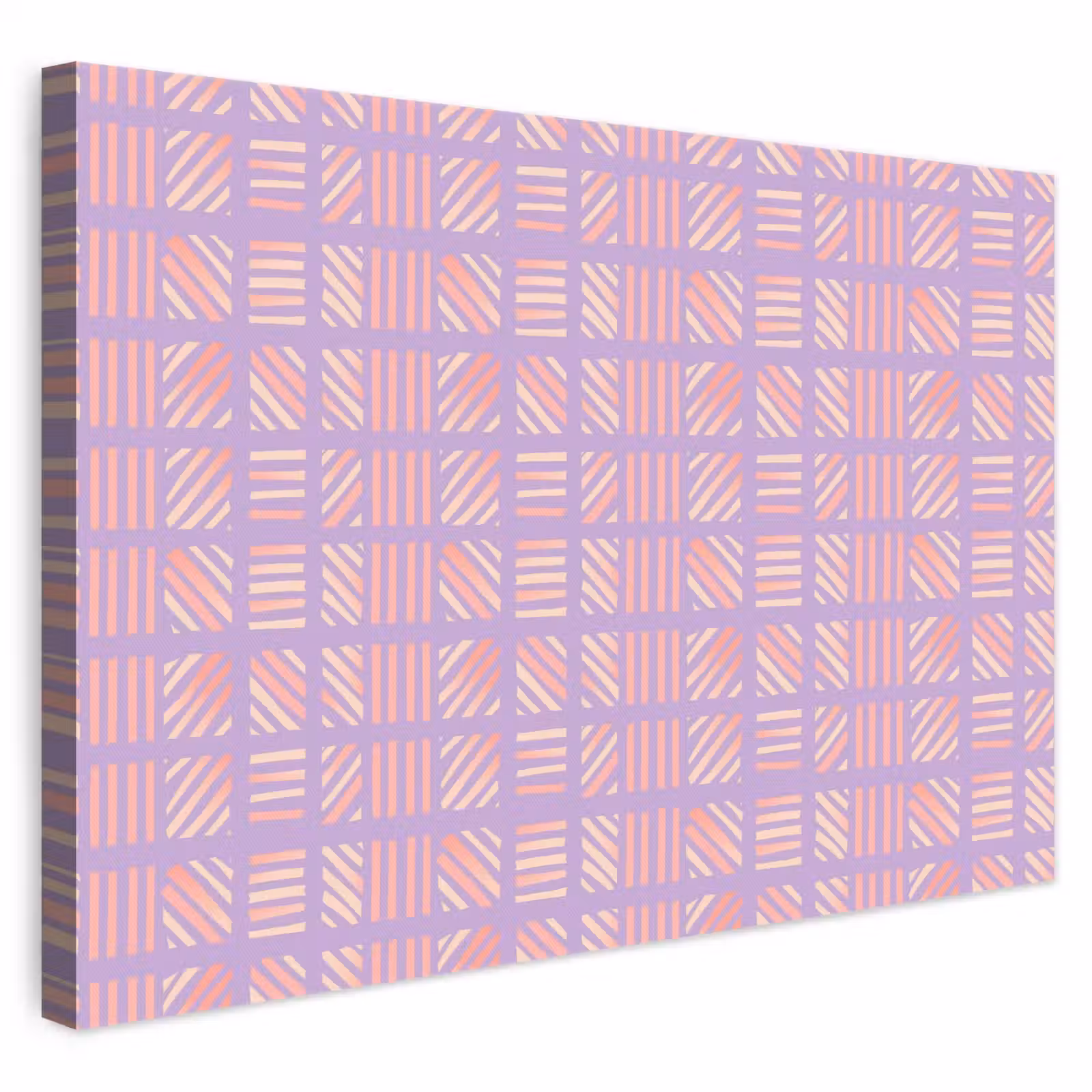 Leinwandbild - Lila – Rosa – Geometrisch – Streifen – Blöcke – Muster — 1