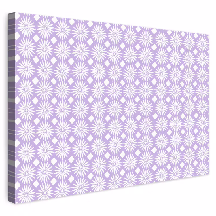 Leinwandbild - Lila – Botanisch – Blumen – Gänseblümchen – Muster — 1