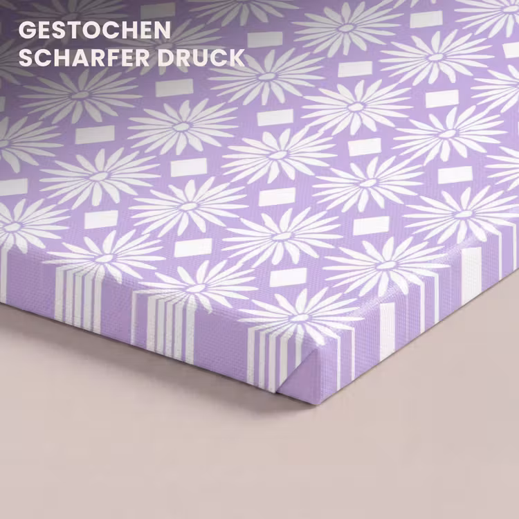 Leinwandbild - Lila – Botanisch – Blumen – Gänseblümchen – Muster — 4