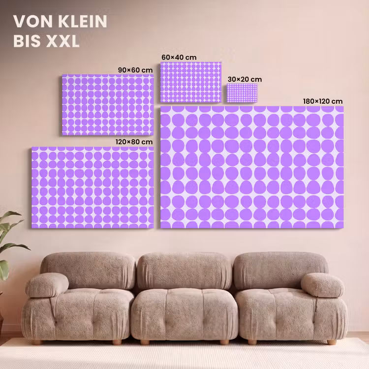 Leinwandbild - Lila – Geometrisch – Punkte – Polka Dot – Muster — 6