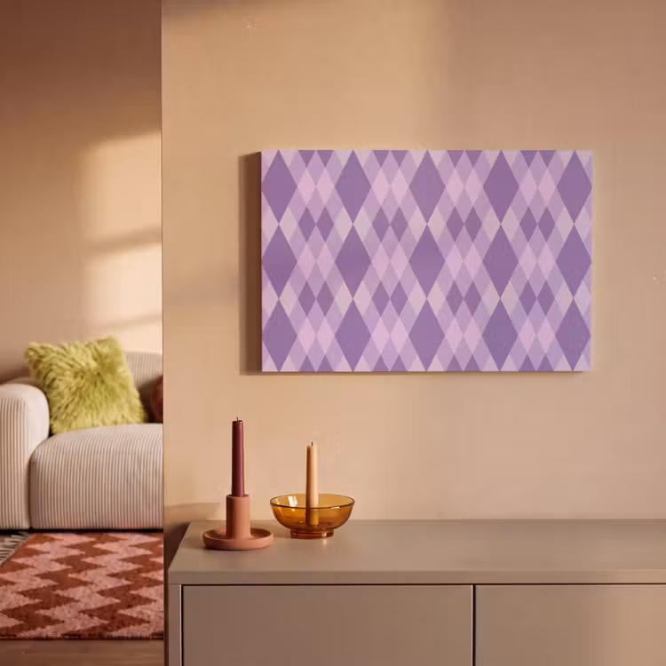 Leinwandbild - Lila – Geometrisch – Rauten – Argyle – Muster — 2