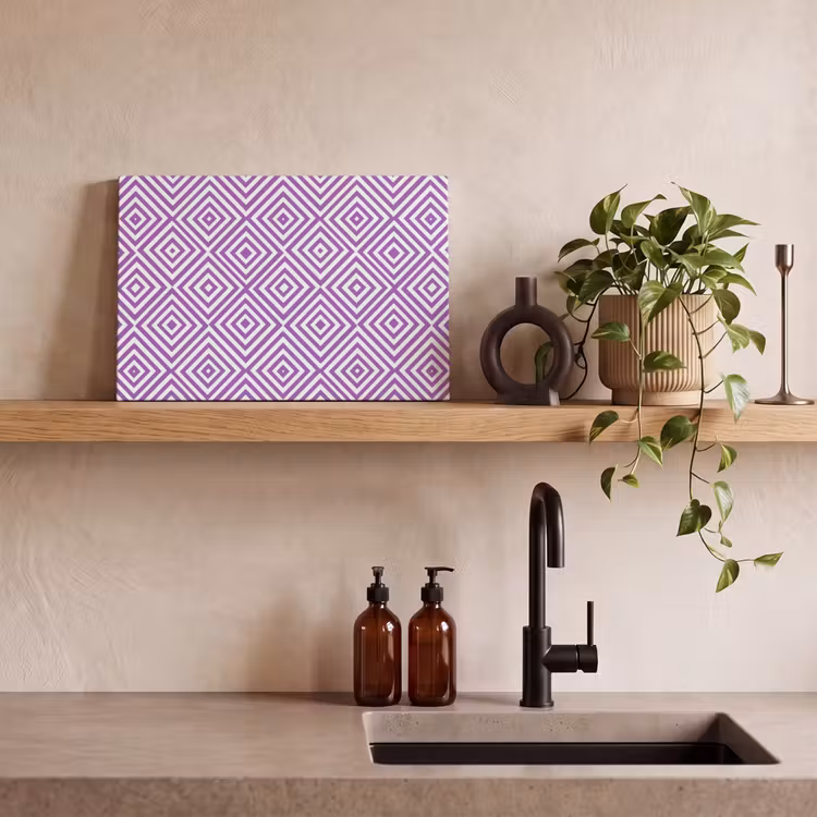 Leinwandbild - Lila – Geometrisch – Rauten – Konzentrisch – Muster — 3