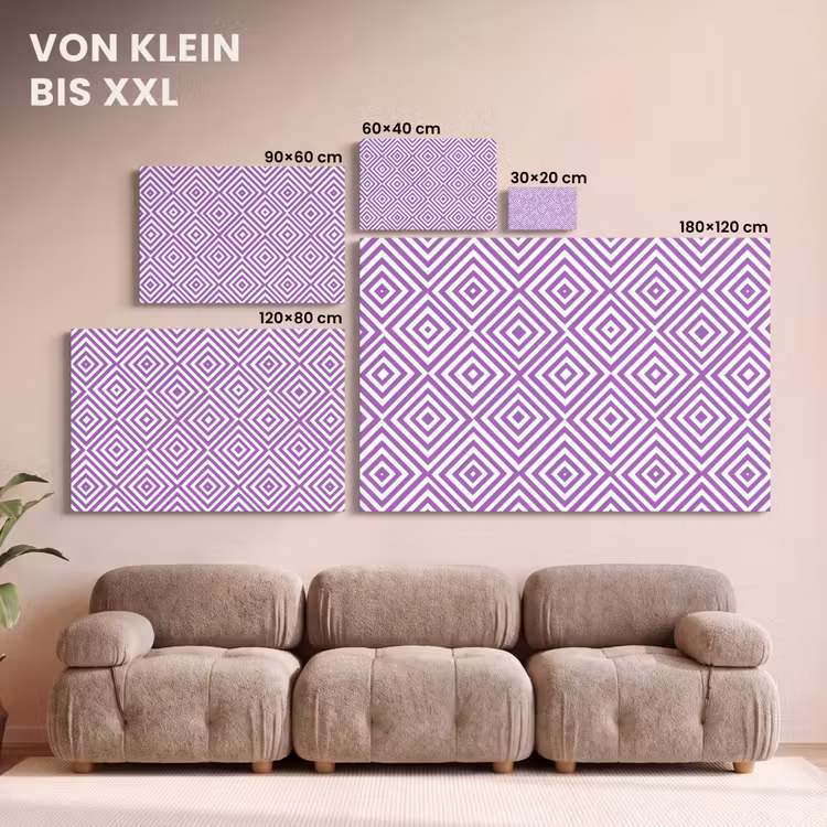 Leinwandbild - Lila – Geometrisch – Rauten – Konzentrisch – Muster — 6