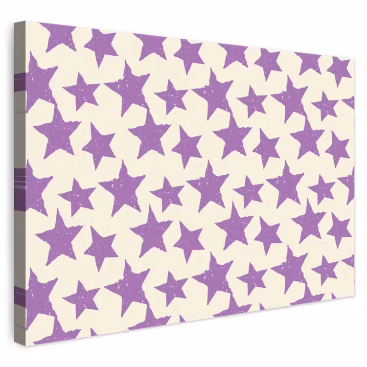 Leinwandbild - Lila – Geometrisch – Sterne – Stempel – Muster — 1