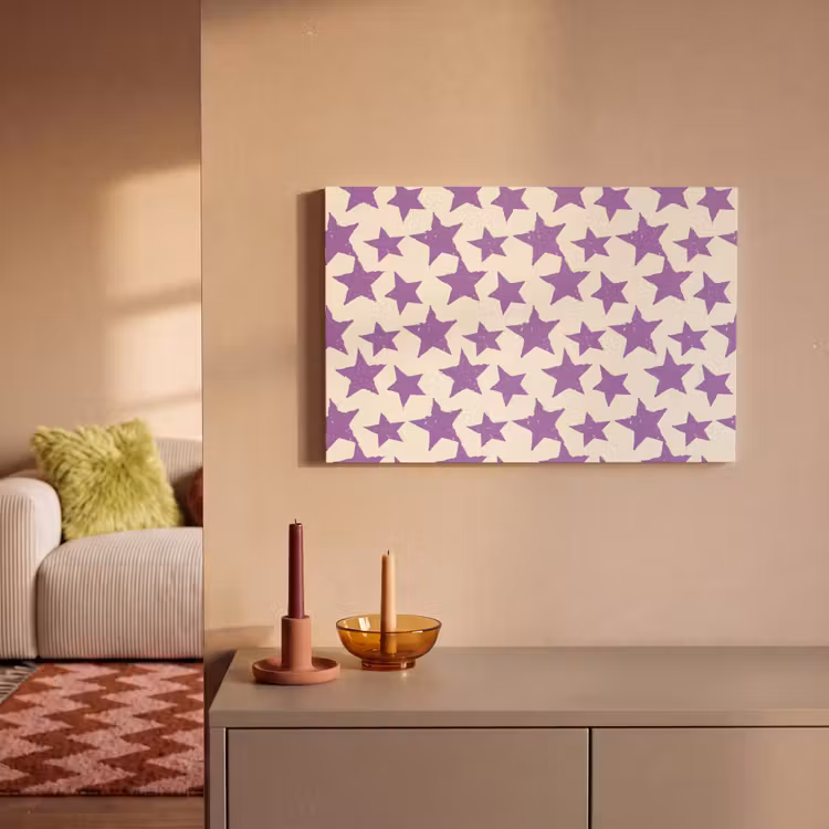Leinwandbild - Lila – Geometrisch – Sterne – Stempel – Muster — 2