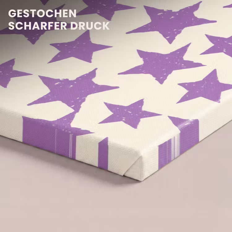 Leinwandbild - Lila – Geometrisch – Sterne – Stempel – Muster — 4