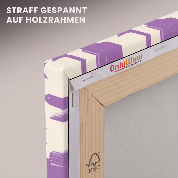 Leinwandbild - Lila – Geometrisch – Sterne – Stempel – Muster — 5