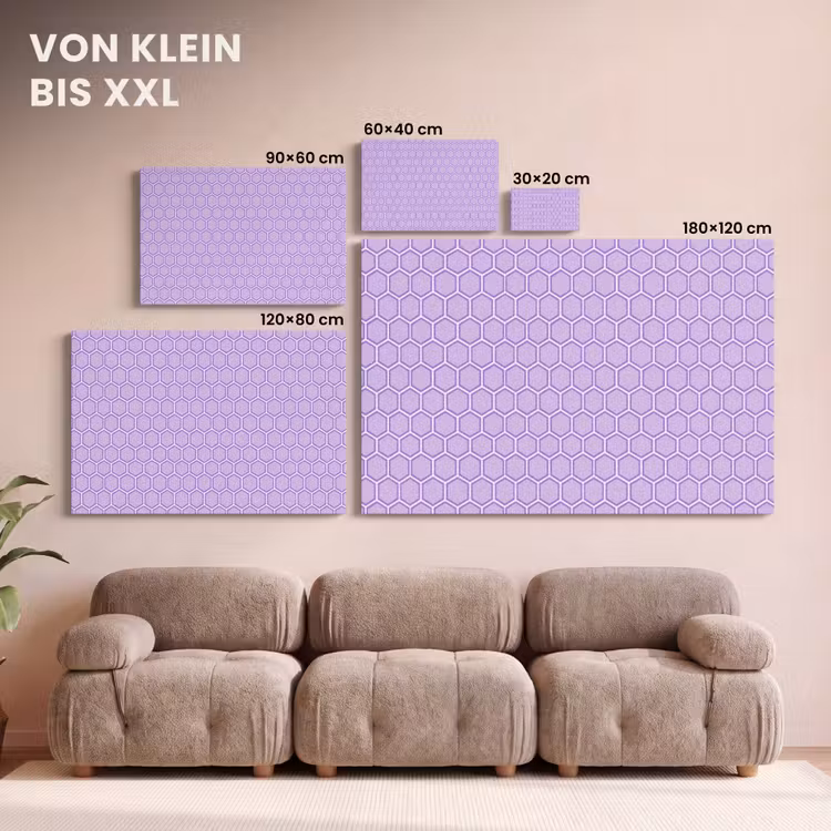 Leinwandbild - Lila – Geometrisch – Wabenmuster – Bienenwabe – Muster — 6