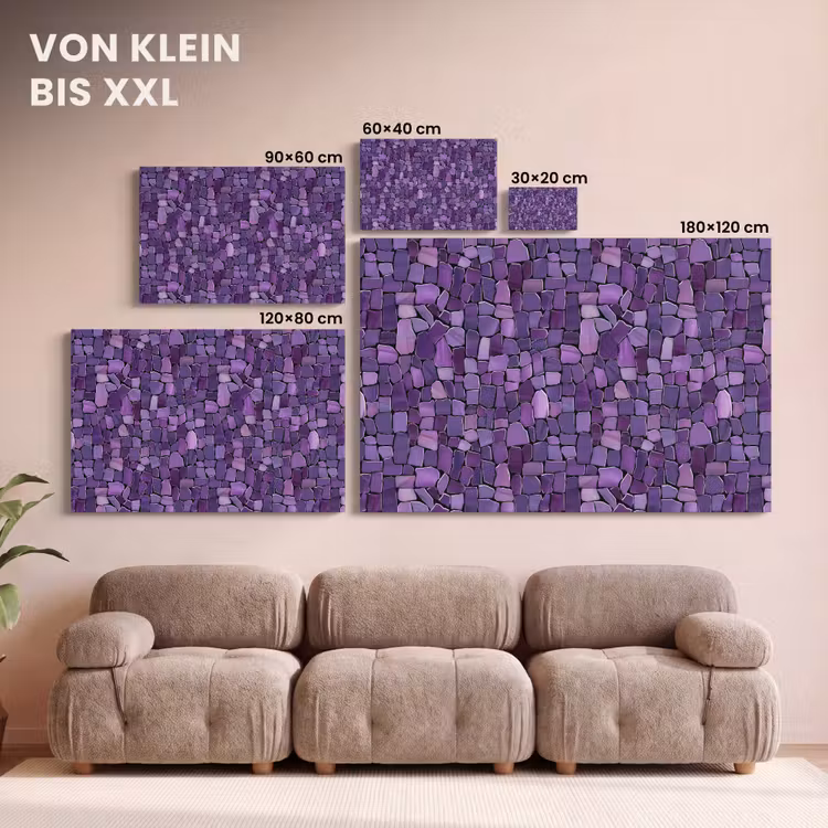 Leinwandbild - Lila – Mosaik – Scherben – Stein – Muster — 6