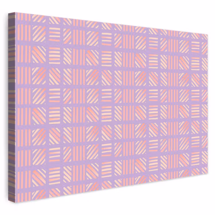 Leinwandbild - Lila – Rosa – Geometrisch – Streifen – Blöcke – Muster — 1