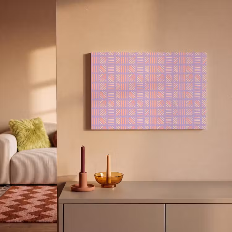Leinwandbild - Lila – Rosa – Geometrisch – Streifen – Blöcke – Muster — 2