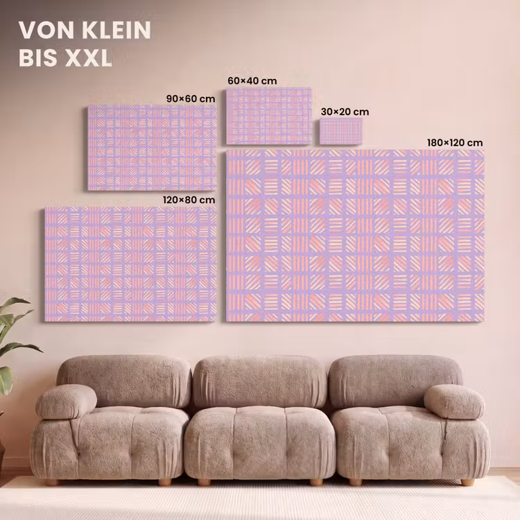 Leinwandbild - Lila – Rosa – Geometrisch – Streifen – Blöcke – Muster — 6