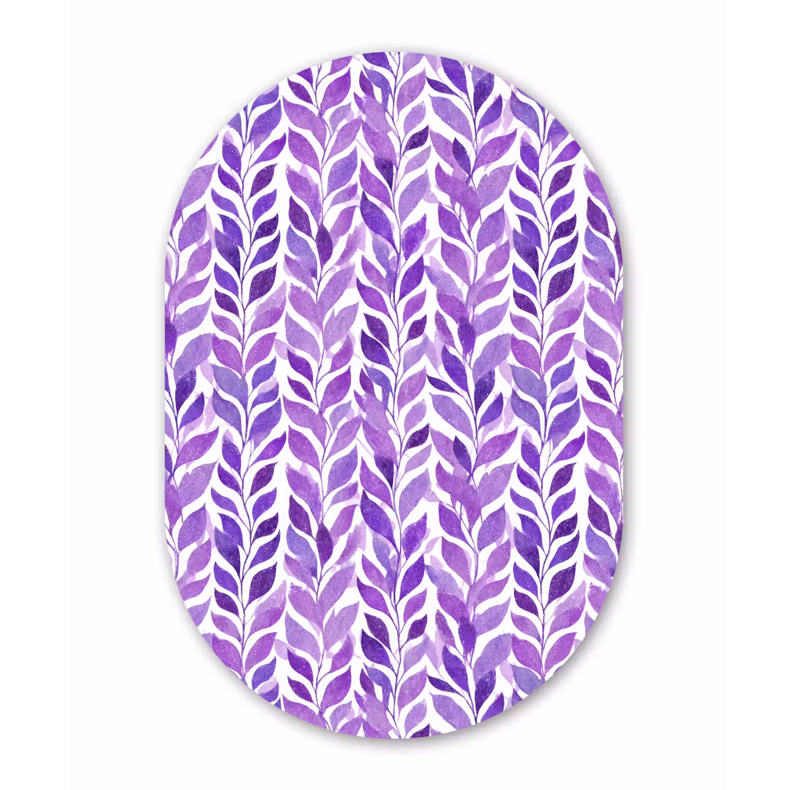 Forexbild Oval - Lila – Botanisch – Blätter – Aquarell – Zweige – Muster — 1